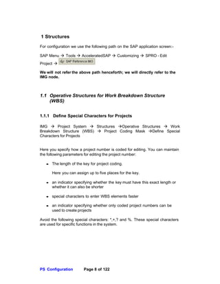 SAP PROJECT SYSTEMS CONFIGURATION Document | PDF