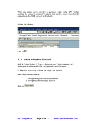 SAP PROJECT SYSTEMS CONFIGURATION Document | PDF