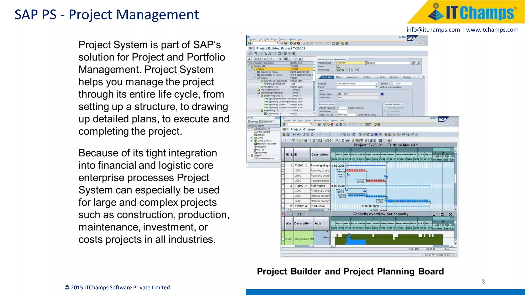 info@itchamps.com | www.itchamps.com
SAP PS - Project Management
8
© 2015 ITChamps Software Private Limited
 