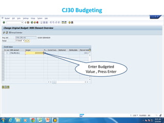 CJ30 Budgeting
Enter Budgeted
Value , Press Enter
 