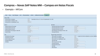 45
INTERNAL – SAP and Partners Only
Compras – Novas SAP Notes MM – Campos em Notas Fiscais
• Exemplo – NFCom
 
