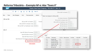 7
INTERNAL – SAP and Partners Only
Reforma Tributária – Exemplo NF-e: Aba “Taxes II”
Calculado
 