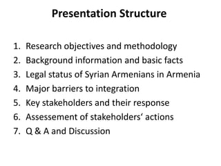 Syrian Armenians in Armenia: Pathways and Barriers to Integration