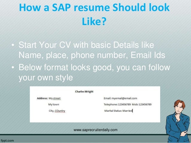 how a sap resume should look like