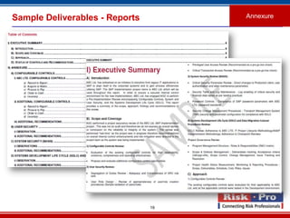 19
Sample Deliverables - Reports Annexure
 