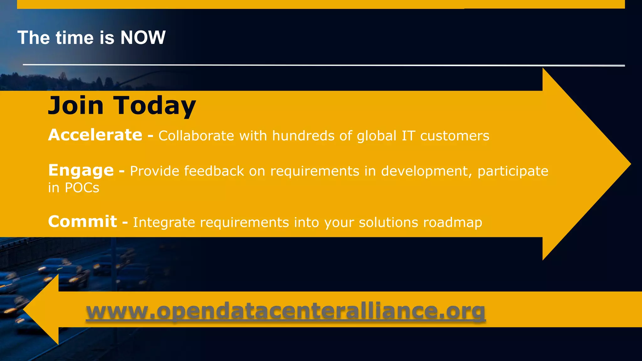 © 2014 SAP AG or an SAP affiliate company. All rights reserved.
The time is NOW
Join Today
Accelerate - Collaborate with hundreds of global IT customers
Engage - Provide feedback on requirements in development, participate
in POCs
Commit - Integrate requirements into your solutions roadmap
www.opendatacenteralliance.org
 