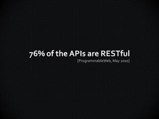 76% of the APIs are RESTful
            [ProgrammableWeb, May 2010]
 
