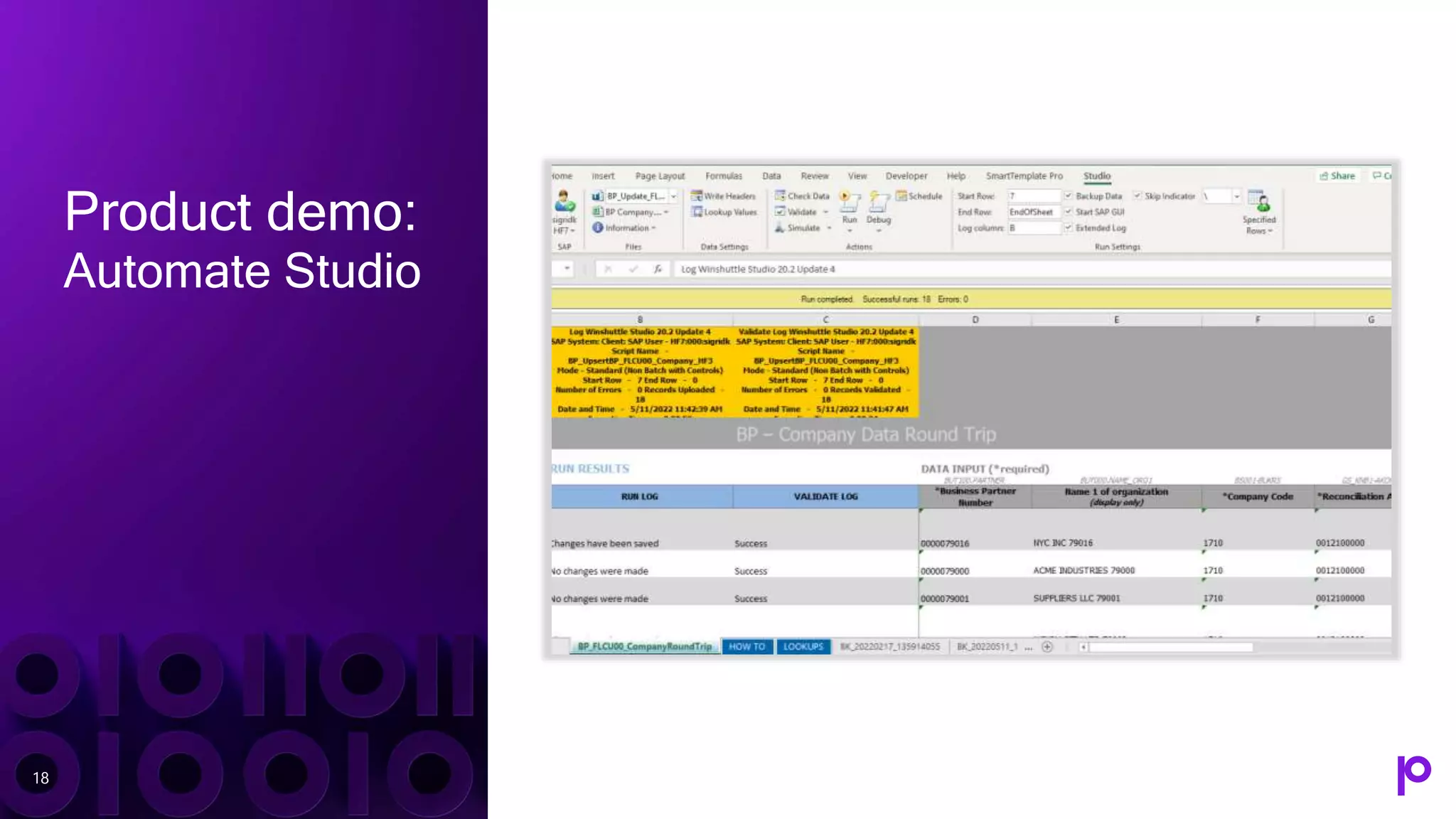 Product demo:
Automate Studio
18
 