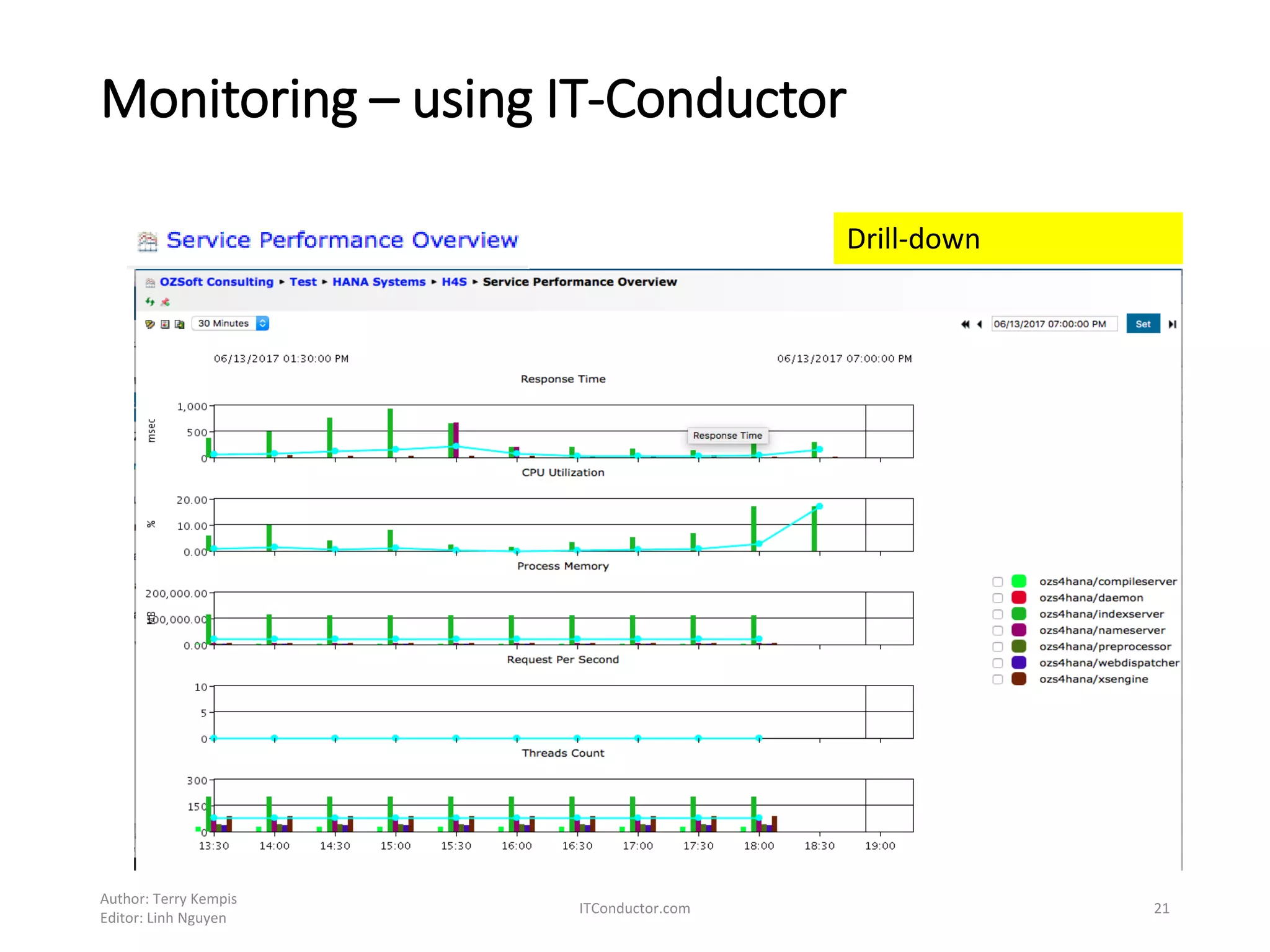 Monitoring – using IT-Conductor
Author: Terry Kempis
Editor: Linh Nguyen
ITConductor.com 21
Drill-down
 