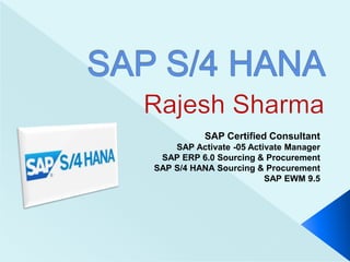 SAP Certified Consultant
SAP Activate -05 Activate Manager
SAP ERP 6.0 Sourcing & Procurement
SAP S/4 HANA Sourcing & Procurement
SAP EWM 9.5
 