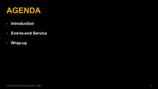 2
INTERNAL
© 2021 SAP SE or an SAP affiliate company. All rights reserved. ǀ
AGENDA
• Introduction
• End-to-end Service
• Wrap-up
 
