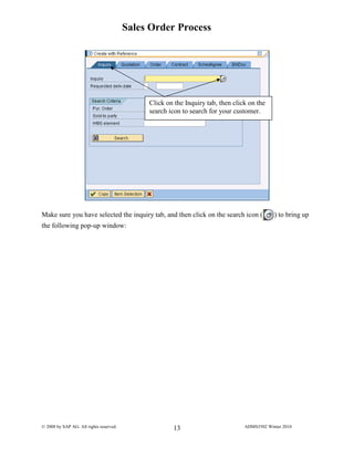 Sap sales order process exercise ecc6 | PDF