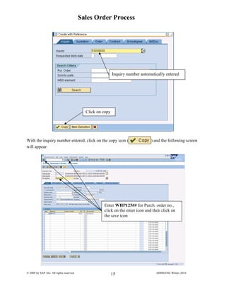 Sap Sales Order Processig Code Sap sales order process exercise ecc6 | PDF
