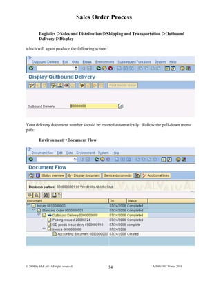 Sap sales order process exercise ecc6 | PDF