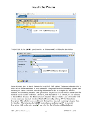 Sap Sales Order Processig Code Sap sales order process exercise ecc6 | PDF