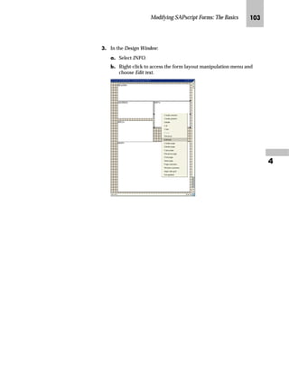Modifying SAPscript Forms: The Basics RR

gˆ~
The Prenumbered Check print program also provides REGUD, a structure for bank
data.
mzŒ„
'HWHUPLQH ZKHWKHU WKH ILHOG 9.%85 LV LQFOXGHG LQ WKH WDEOH 9%'.$
JG From the SAP standard menu, choose Tools → ABAP Workbench →
Development → SE11 - ABAP Dictionary.
Table 4–1 Structures used to print header and item data
Item Data Dictionary Structure
Sales Order Confirmation VBDPA
Packing List VBDPL
Picking List VBLKP
Invoice VBDPR
Purchase Order EKPO
Prenumbered Check REGUP
PP Goods Issue Slip RESBD
PP Pick List RESBD
PP Confirmation Slip AFVGD
PP Time Ticket AFVGD
PP Goods Receipt List RESBD (In addition for co-products with
settlement: AFPOD)
PP Operations Control Ticket AFVGD
PP Object List AFVGD
PP Kanban Card KARTE
 