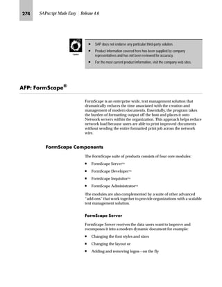SAPscript Control Commands KNL
Z
e~z}‚‡€ l‚€‡ ˆ ~ k‚€
The default setting outputs the leading sign to the right of a numeric
value. If you used the SET SIGN LEFT to specify that the leading sign
should be output before the value, this specification can be
overridden for individual symbols to enable these values to be output
with the leading sign to the right.
l’‡z‘
VPERO! 
