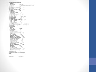 • call function 'GUI_DOWNLOAD'
exporting
BIN_FILESIZE = FILE_SIZE
FILENAME ='C:Usersuser19DesktopTEST1.PDF'
FILETYPE = 'BIN'
* APPEND = ' '
* WRITE_FIELD_SEPARATOR = ' '
* HEADER = '00'
* TRUNC_TRAILING_BLANKS = ' '
* WRITE_LF = 'X'
* COL_SELECT = ' '
* COL_SELECT_MASK = ' '
* DAT_MODE = ' '
* CONFIRM_OVERWRITE = ' '
* NO_AUTH_CHECK = ' '
* CODEPAGE = ' '
* IGNORE_CERR = ABAP_TRUE
* REPLACEMENT = '#'
* WRITE_BOM = ' '
* TRUNC_TRAILING_BLANKS_EOL = 'X'
* WK1_N_FORMAT = ' '
* WK1_N_SIZE = ' '
* WK1_T_FORMAT = ' '
* WK1_T_SIZE = ' '
* WRITE_LF_AFTER_LAST_LINE = ABAP_TRUE
* SHOW_TRANSFER_STATUS = ABAP_TRUE
* IMPORTING
* FILELENGTH =
TABLES
DATA_TAB = LINES
* FIELDNAMES =
EXCEPTIONS
FILE_WRITE_ERROR = 1
NO_BATCH = 2
GUI_REFUSE_FILETRANSFER = 3
INVALID_TYPE = 4
NO_AUTHORITY = 5
UNKNOWN_ERROR = 6
HEADER_NOT_ALLOWED = 7
SEPARATOR_NOT_ALLOWED = 8
FILESIZE_NOT_ALLOWED = 9
HEADER_TOO_LONG = 10
DP_ERROR_CREATE = 11
DP_ERROR_SEND = 12
DP_ERROR_WRITE = 13
UNKNOWN_DP_ERROR = 14
ACCESS_DENIED = 15
DP_OUT_OF_MEMORY = 16
DISK_FULL = 17
DP_TIMEOUT = 18
FILE_NOT_FOUND = 19
DATAPROVIDER_EXCEPTION = 20
CONTROL_FLUSH_ERROR = 21
OTHERS = 22
.
if SY-SUBRC <> 0.
* Implement suitable error handling here
endif.
ENDFORM. " PRINT_DATA
 