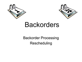 Backorders
Backorder Processing
Rescheduling
 