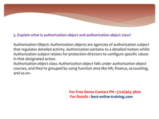 Authorization Object Sap security interview question & answers | PPTX