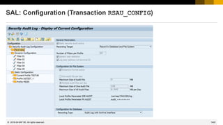 1422
© 2022 SAP SE. All rights reserved.
SAL: Configuration (Transaction RSAU_CONFIG)
2016-04
 