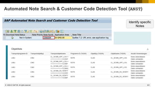 631
© 2022 SAP SE. All rights reserved.
Automated Note Search & Customer Code Detection Tool (ANST)
2020-01
Identify specific
Notes
 