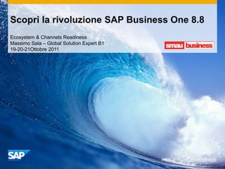 Scopri la rivoluzione SAP Business One 8.8
Ecosystem & Channels Readiness
Massimo Sala – Global Solution Expert B1
19-20-21Ottobre 2011




                                           Confidential
 