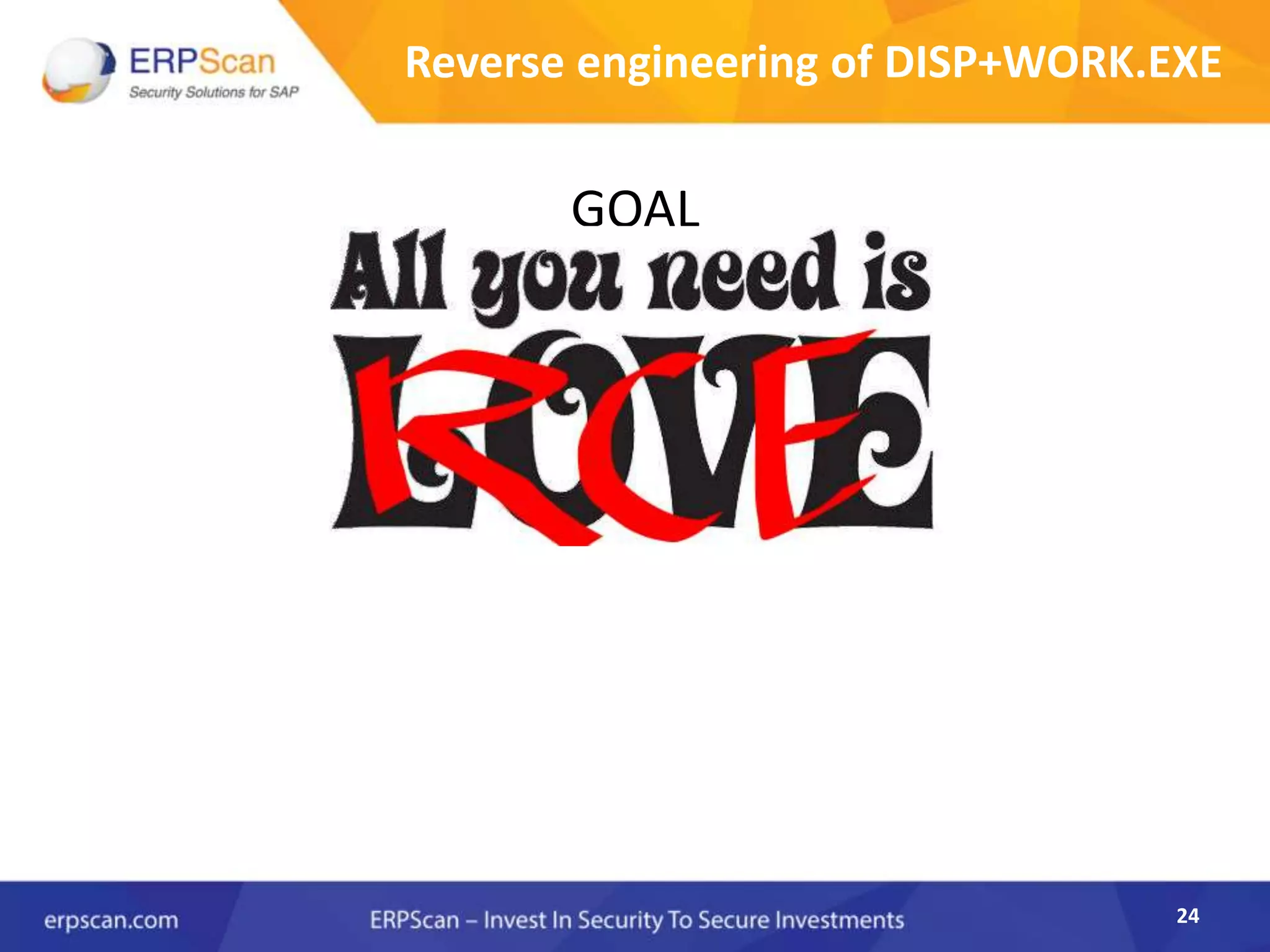 24
Reverse engineering of DISP+WORK.EXE
GOAL
 