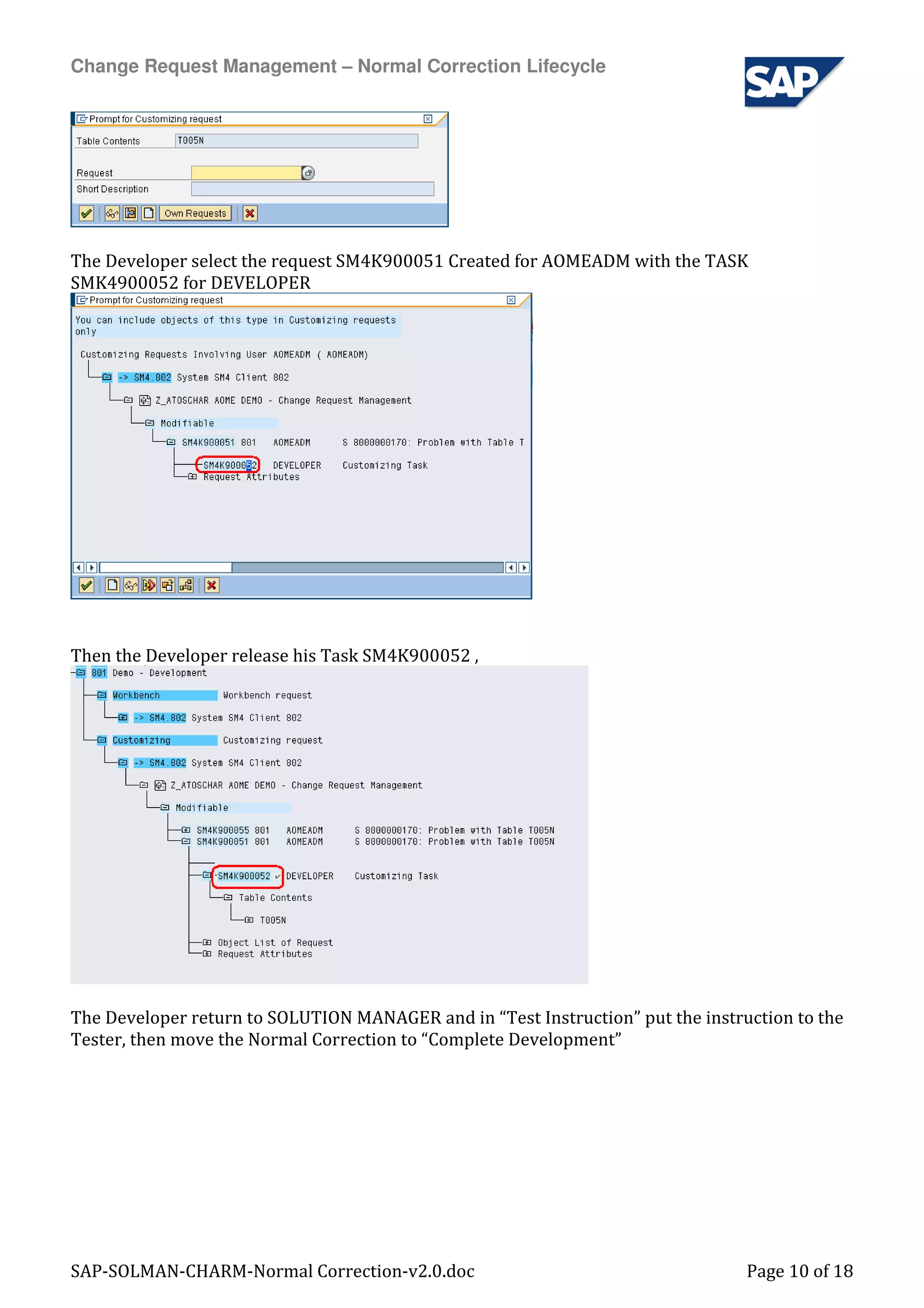 Sap Solman Charm Normal Correction