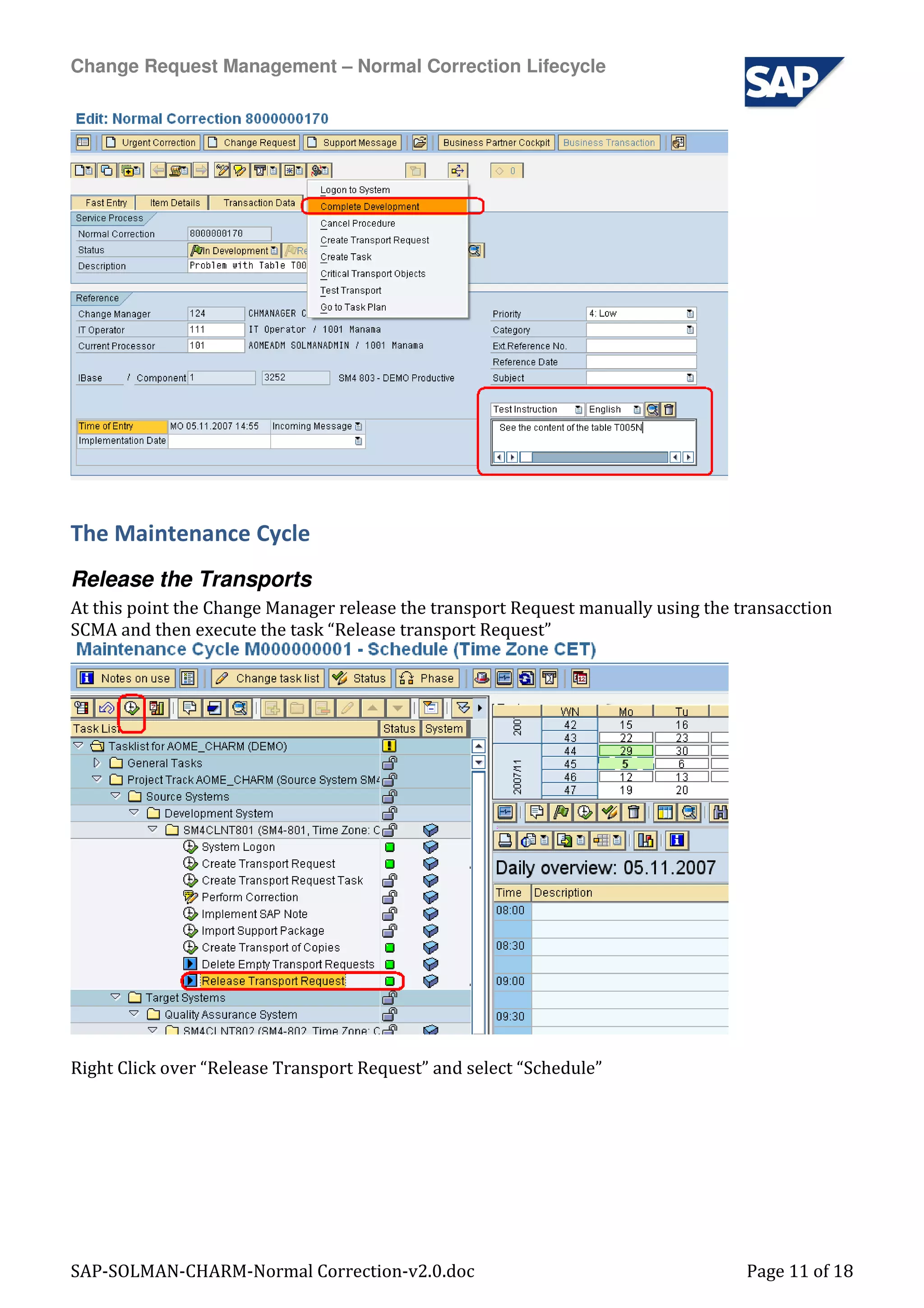 Sap Solman Charm Normal Correction