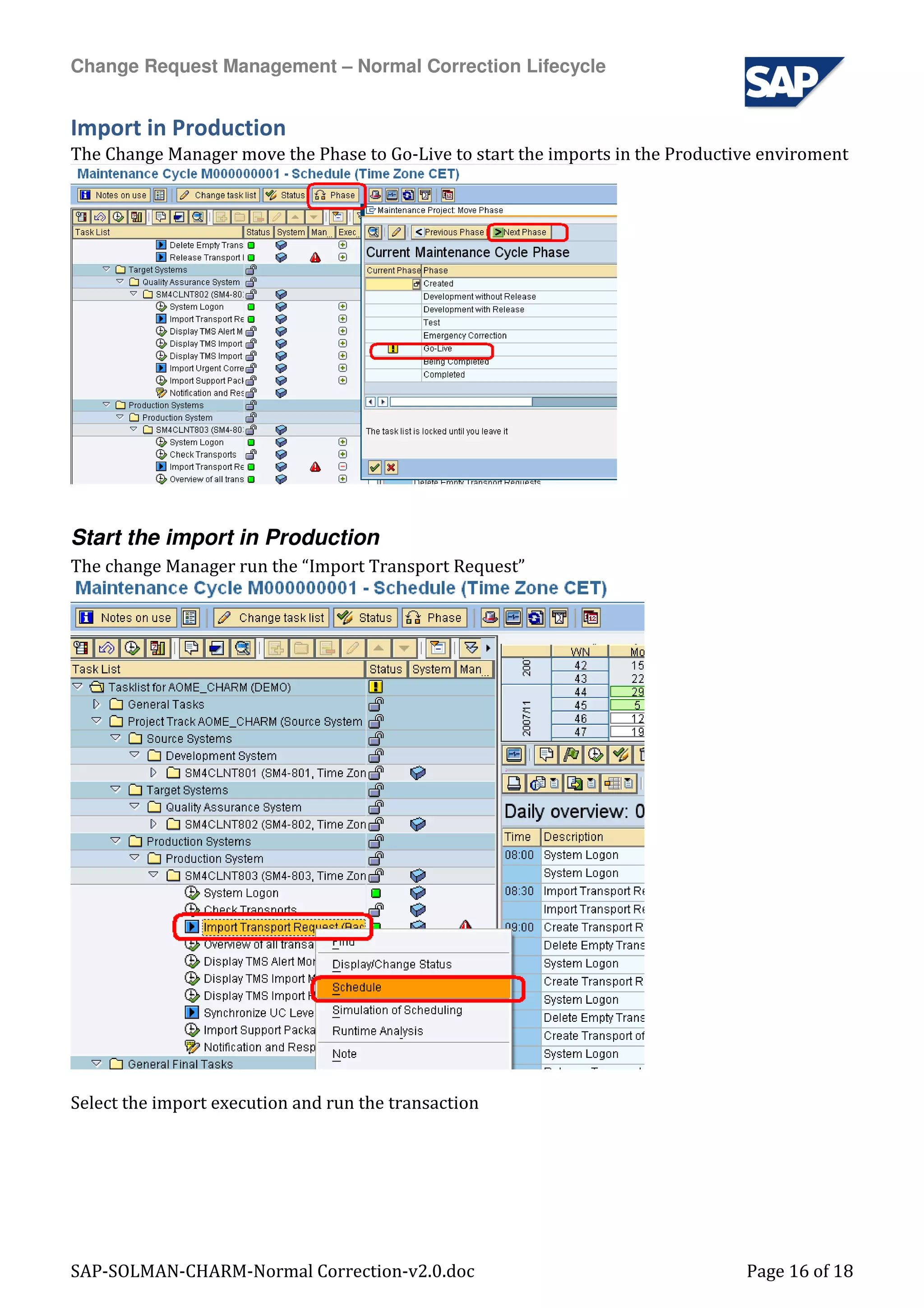 Sap Solman Charm Normal Correction