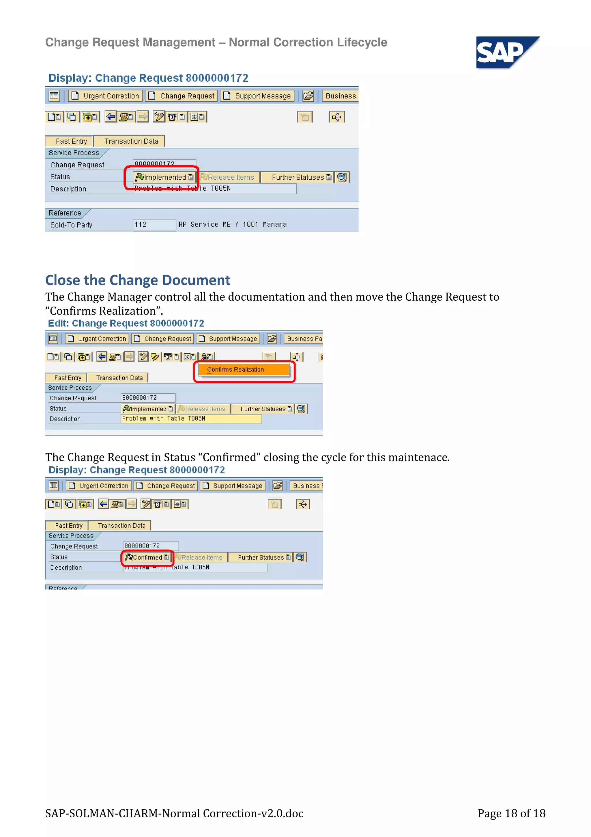 Sap Solman Charm Normal Correction