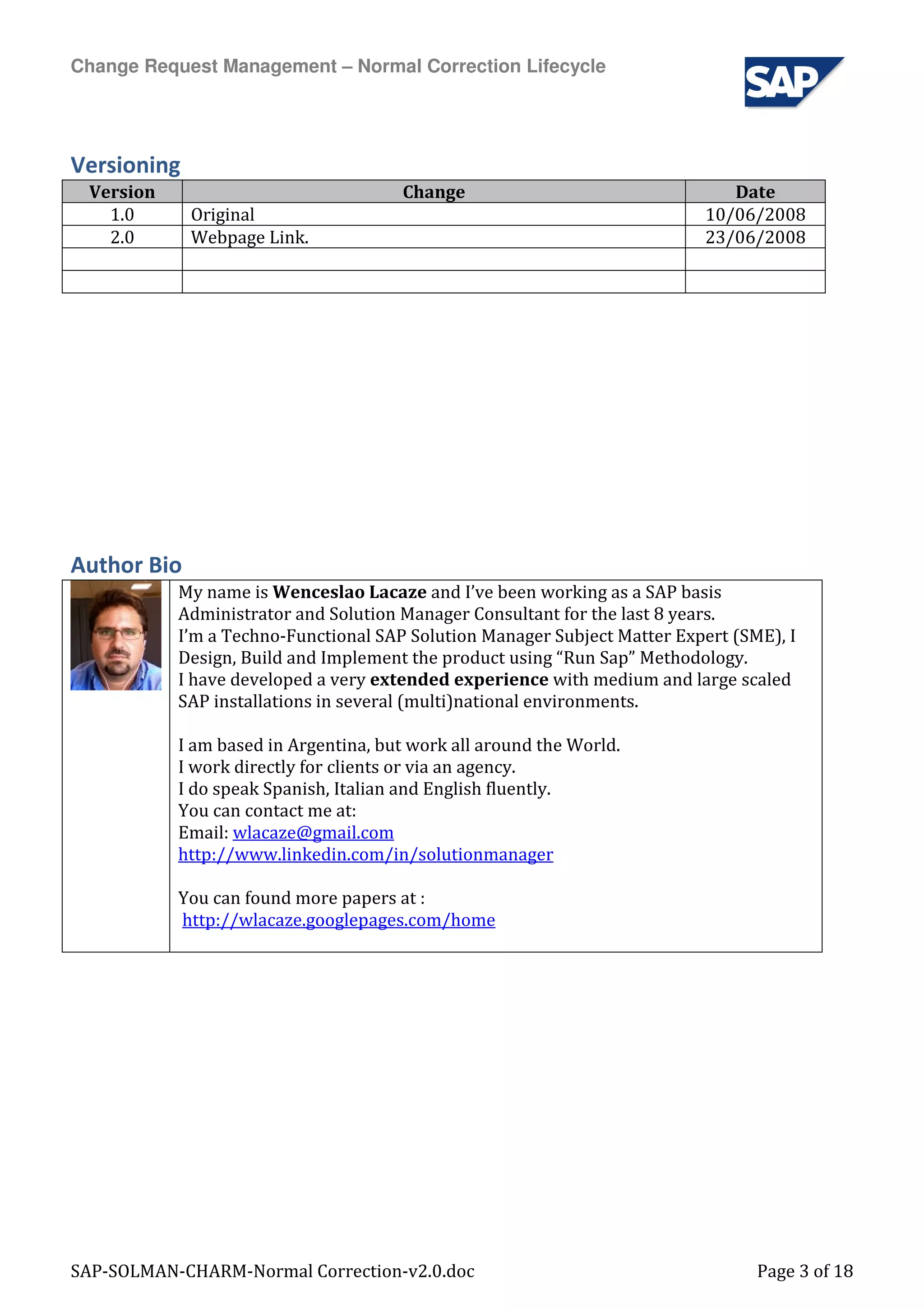 Sap Solman Charm Normal Correction