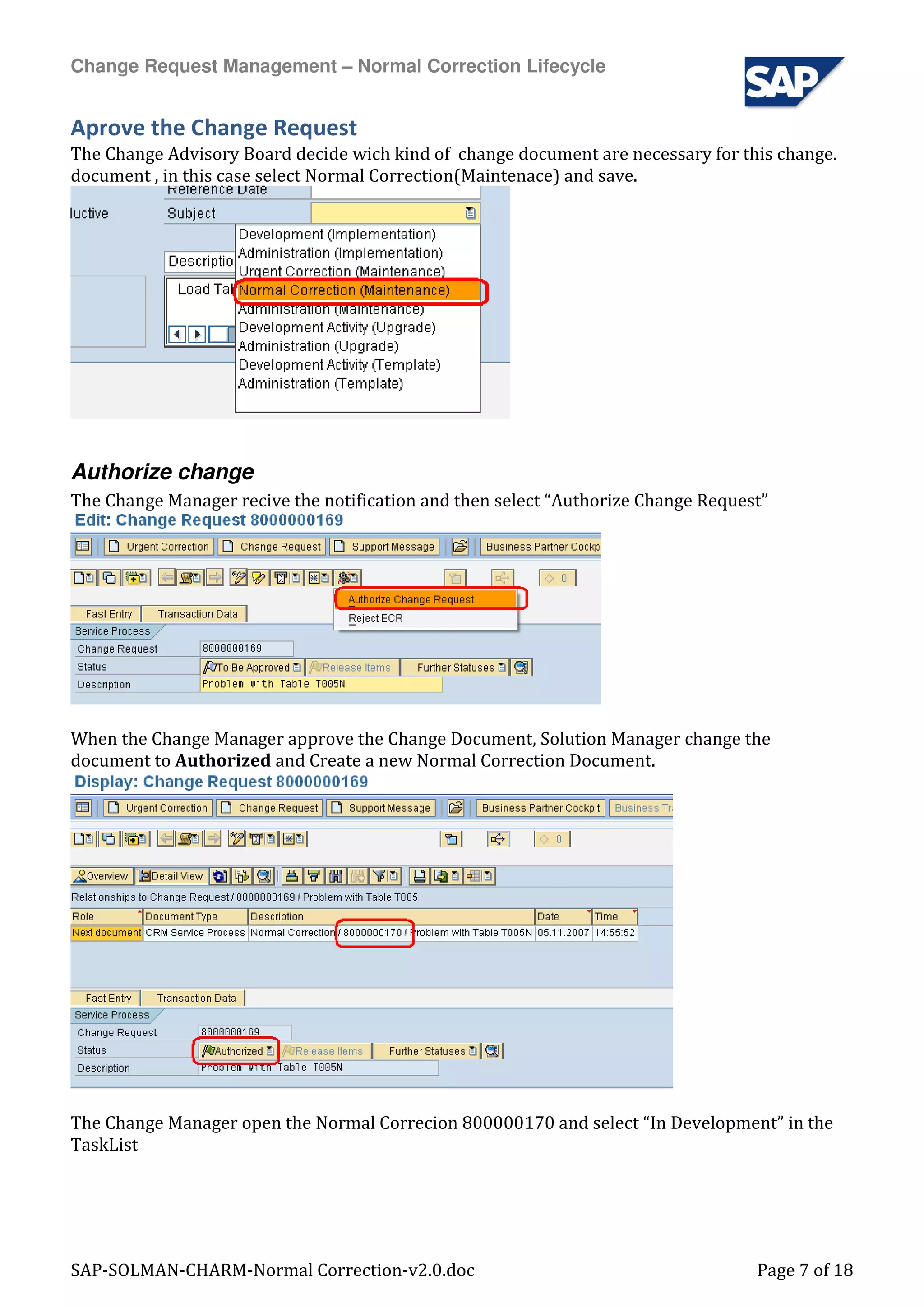 Sap Solman Charm Normal Correction