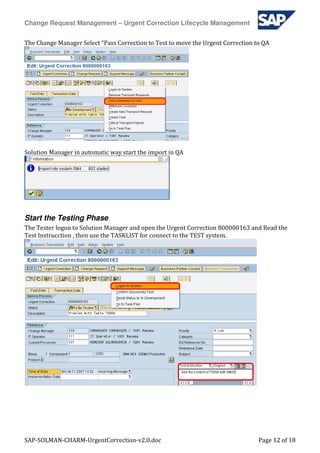 Sap Solution Manager - Charm Urgent Correction | PDF