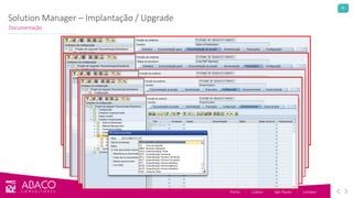 34
Porto - Lisbon - São Paulo - London
Documentação
Solution Manager – Implantação / Upgrade
 