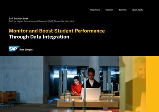 Monitor and Boost Student Performance
Through Data Integration
BenefitsSolutionObjectives Quick Facts
SAP Solution Brief
SAP for Higher Education and Research | SAP Student Activity Hub
©2017SAPSEoranSAPaffiliatecompany.Allrightsreserved.
 