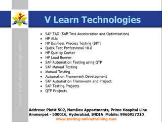 SAP TAO Live Training Presenter  Govind QA Lead [email_address] www.testing-onlinetraining.com 