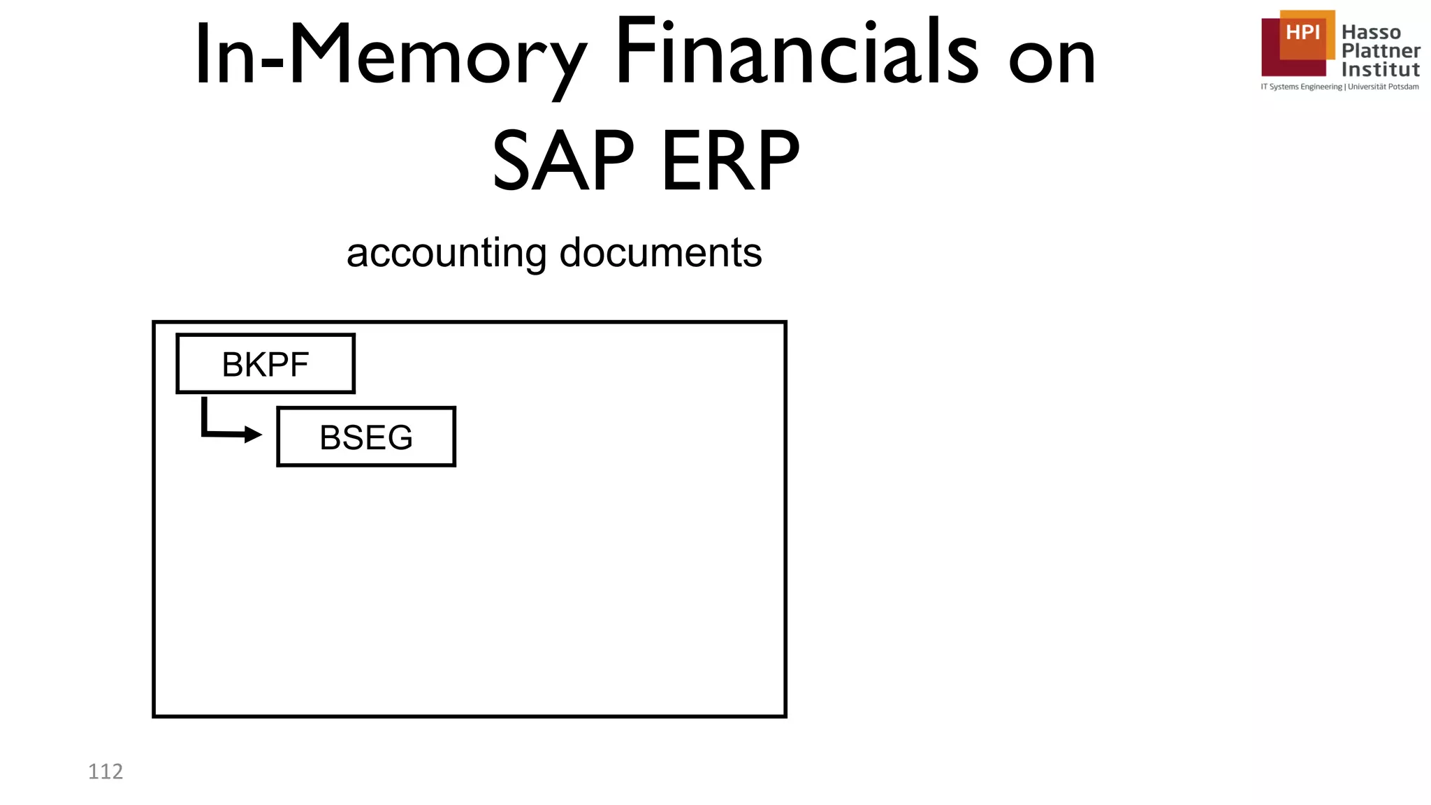 BKPF accounting documents BSEG In-Memory Financials on SAP ERP 112 