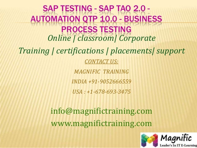 Sap testing sap tao 2.0 - automation qtp 10.0 - business ...