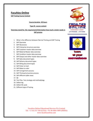 SAP TESTING Course Content | PDF