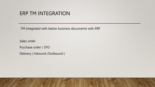 sap tm management /sap tm sap things related to tm | PPTX