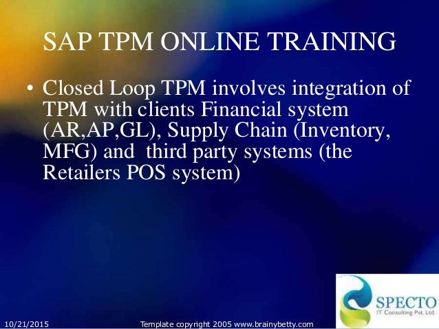 Sap trade promotion management online training
