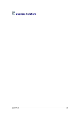 (C) SAP AG 20
Business Functions
 