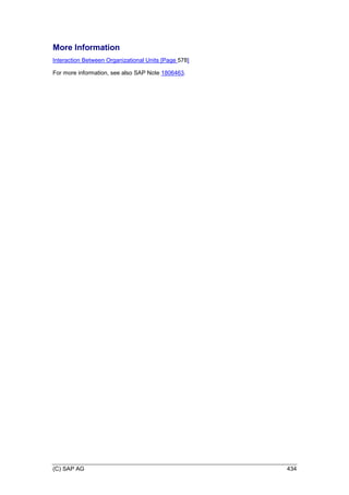 (C) SAP AG 434
More Information
Interaction Between Organizational Units [Page 578]
For more information, see also SAP Note 1806463.
 