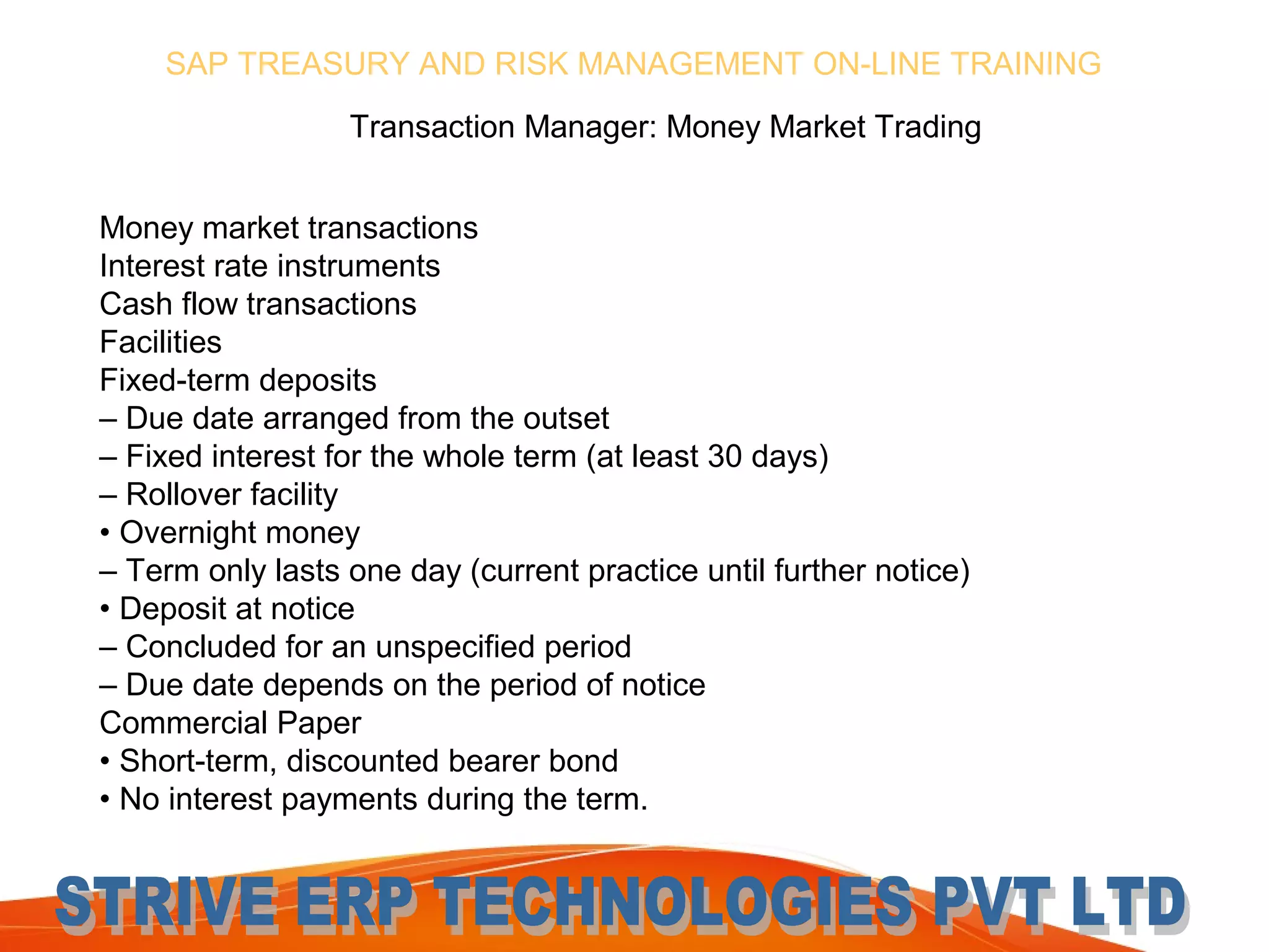 Sap treasury and risk management training | PPT