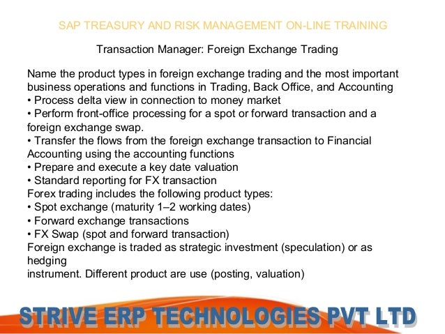Forex treasury and risk management