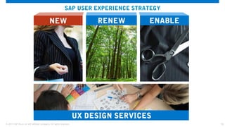 13© 2013 SAP AG or an SAP affiliate company. All rights reserved.
ENABLENEW RENEW
UX DESIGN SERVICES
SAP USER EXPERIENCE STRATEGY
 