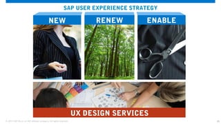28© 2013 SAP AG or an SAP affiliate company. All rights reserved.
ENABLENEW RENEW
UX DESIGN SERVICES
SAP USER EXPERIENCE STRATEGY
 