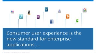 5© 2013 SAP AG or an SAP affiliate company. All rights reserved.
Consumer user experience is the
new standard for enterprise
applications …
 